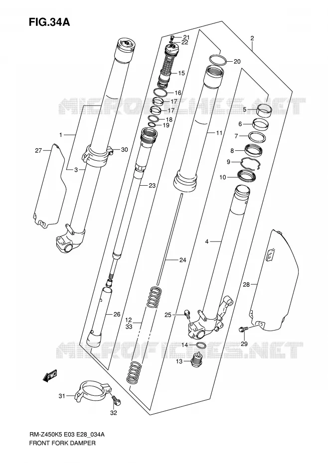 FRONT FORK (MODEL K6) Suzuki MOTO 450 RM-Z 2006  RM-Z450K6(E3/E28)