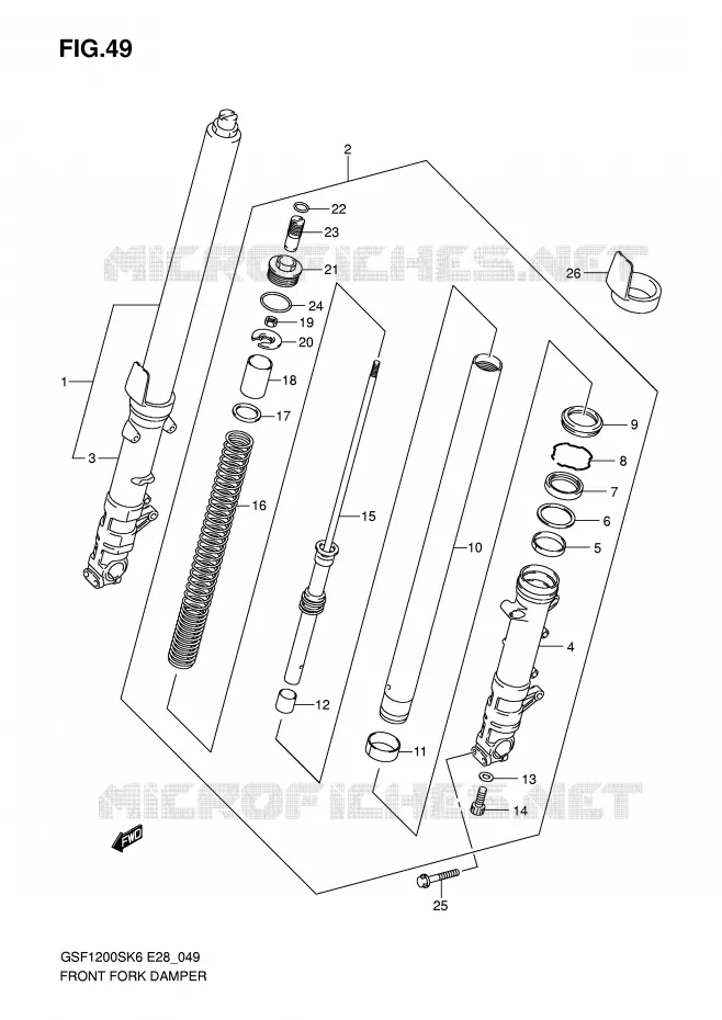 FRONT FORK Suzuki MOTO 1200 BANDIT 2006  GSF1200SAK6(E28)