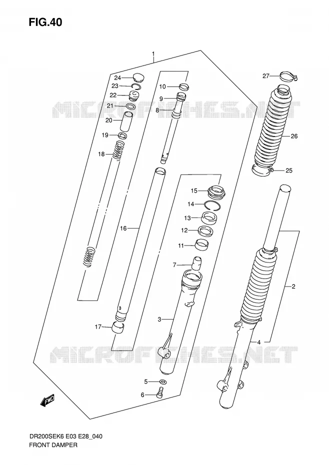 FRONT FORK Suzuki MOTO 200 DR 2006  DR200SEK6(E3/E28)