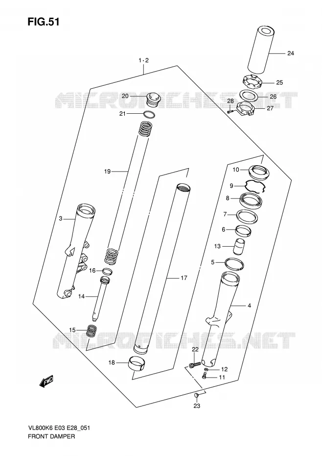 FRONT FORK Suzuki MOTO 800 VOLUSIA 2010  VL800L0(E3/E28)