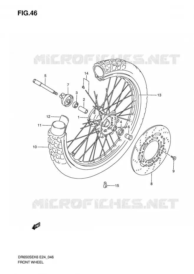 FRONT WHEEL Suzuki MOTO 650 DR 2007  DR650SEK7(E24)