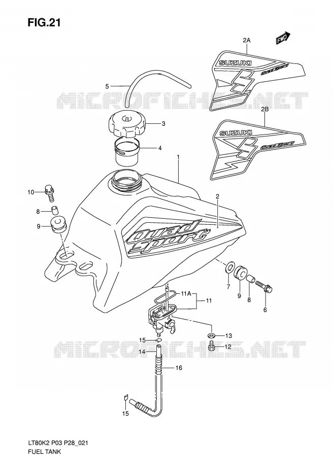 FUEL TANK (MODEL K2/K3/K4) Suzuki QUAD 80 QUADSPORT 2003  LT80K3(P3/P28)