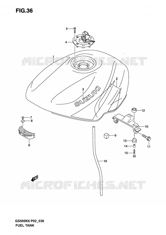 FUEL TANK (MODEL K3) Suzuki MOTO 500 GS-E 2006  GS500K6(P19)