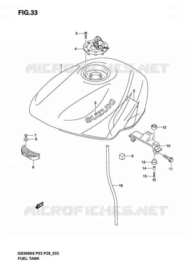 FUEL TANK (MODEL K3) Suzuki MOTO 500 GS-F 2005  GS500FK5(P3)