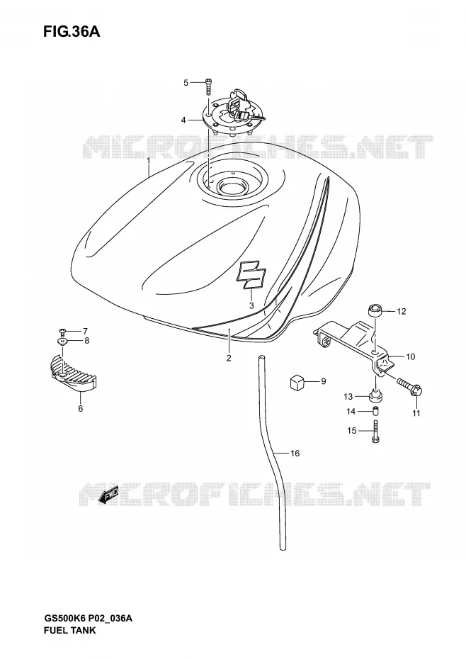 FUEL TANK (MODEL K4) Suzuki MOTO 500 GS-F 2005  GS500FK5(P19)