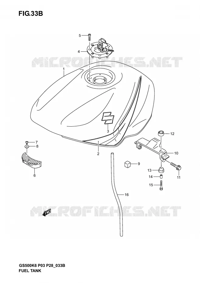 FUEL TANK (MODEL K5) Suzuki MOTO 500 GS-E 2005  GS500K5(P3)