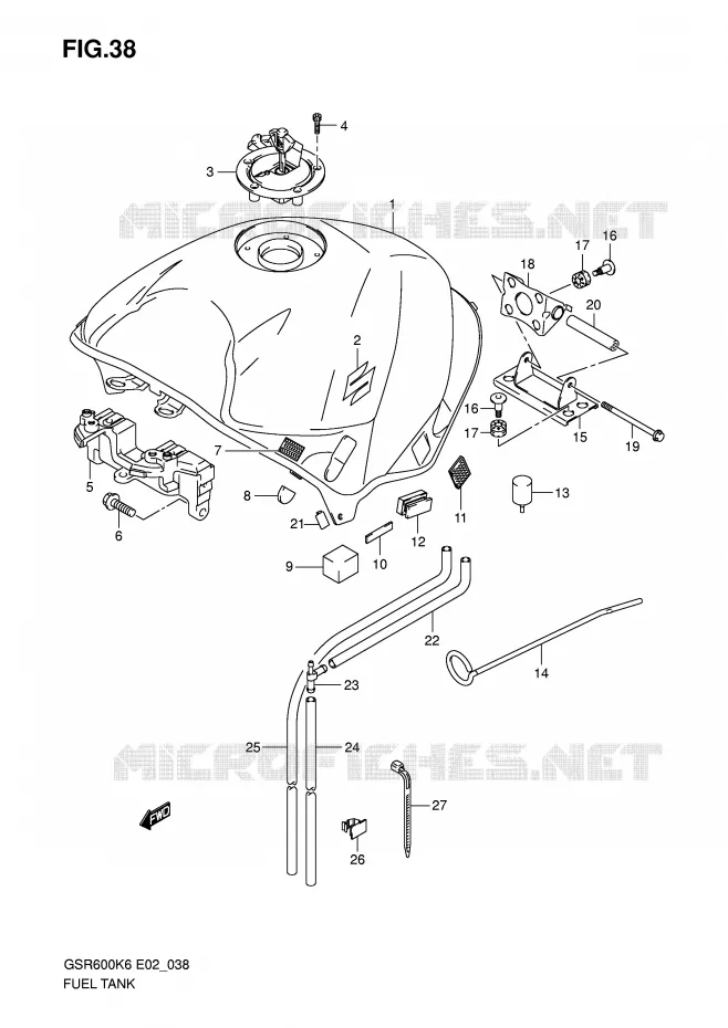 FUEL TANK (MODEL K6) Suzuki MOTO 600 GSR 2009  GSR600K9(E2)