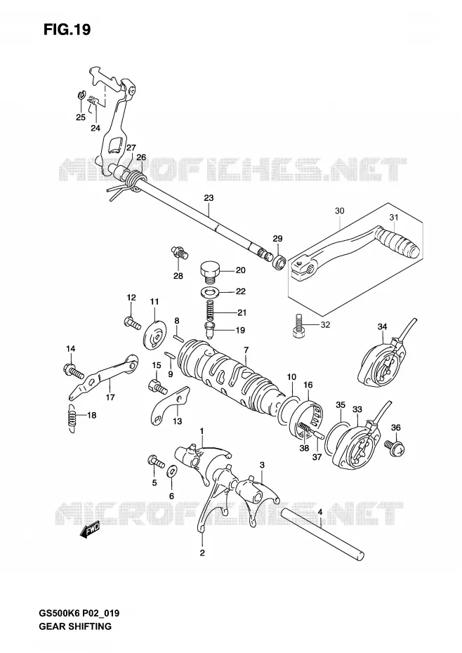 GEAR SHIFTING ASSY Suzuki MOTO 500 GS-F 2005  GS500FK5(P19)