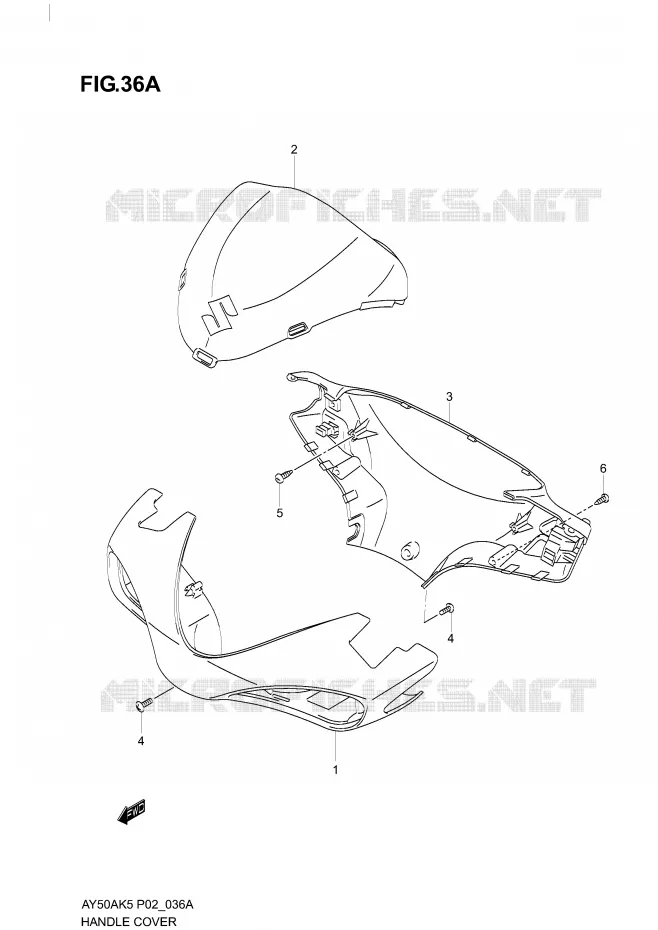 HANDLEBAR FAIRING (MOD EL K6) Suzuki SCOOTER 50 KATANA 2005  AY50AK5