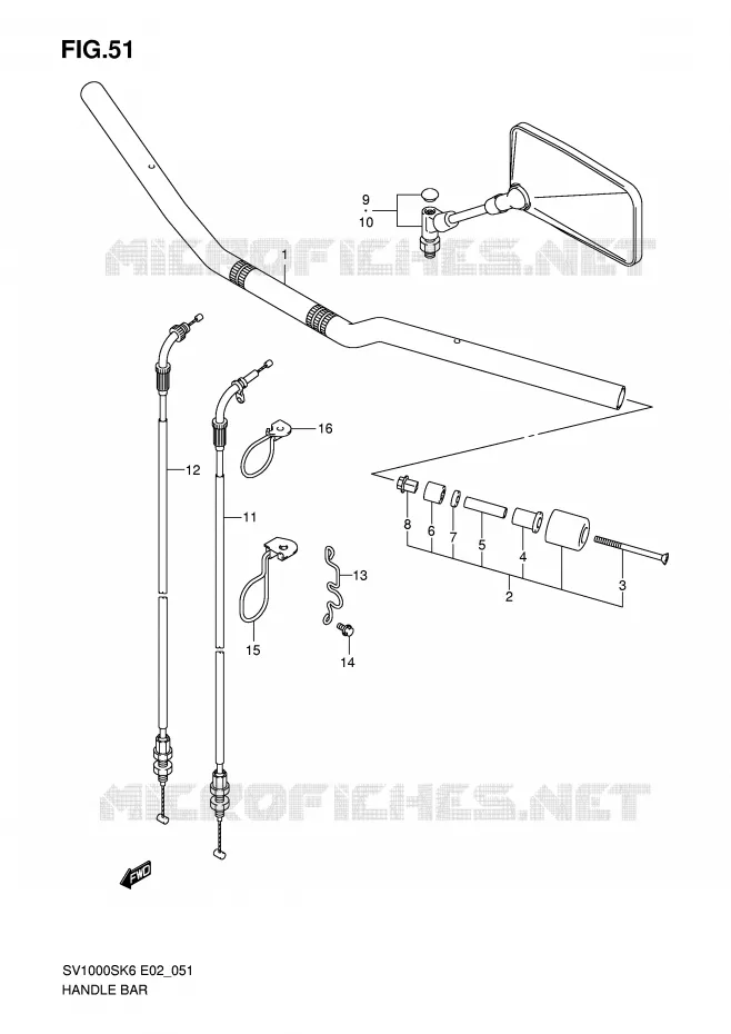HANDLEBAR (SV1000/U1/U2) Suzuki MOTO 1000 SV 2006  SV1000U1K6(E2)