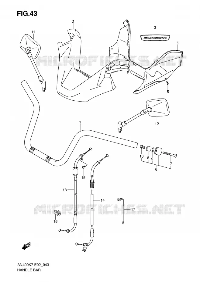 HANDLEBAR Suzuki SCOOTER 400 BURGMAN 2009  AN400K9(E2)