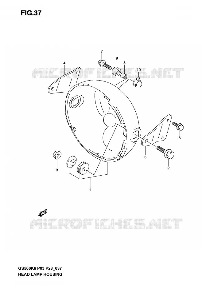 HEADLAMP HOUSING (WITHOUT COWLING) Suzuki MOTO 500 GS-F 2006  GS500FK6(P3)
