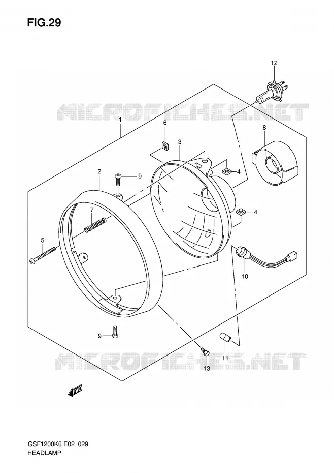 HEADLIGHT (GSF1200K6/AK6) Suzuki MOTO 1200 BANDIT-S 2006  GSF1200SAK6(E2)