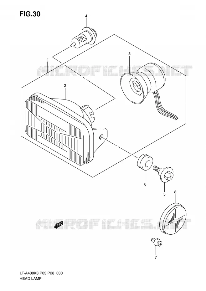 HEADLIGHT (MODEL K3/K4) Suzuki QUAD 400 EIGER 2007  LT-A400K7(P3/P28)