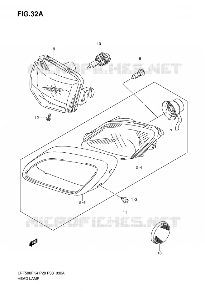 HEADLIGHT (MODEL K5) Suzuki QUAD 500 VINSON 2007  LT-F500FK7(P28/P33)