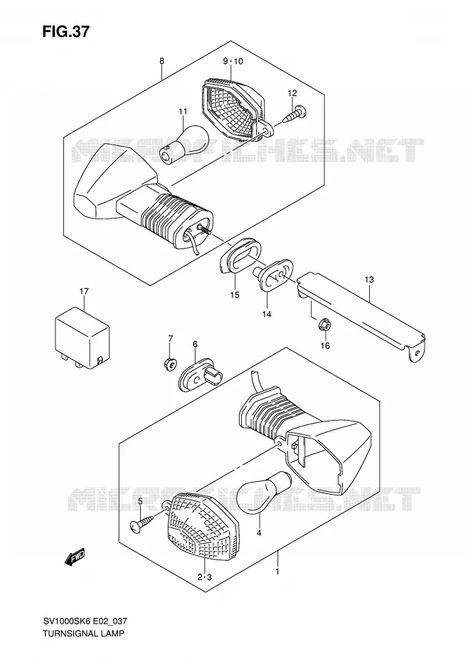 INDICATORS (SV1000/U1/U2) Suzuki MOTO 1000 SV 2007  SV1000K7(E2)