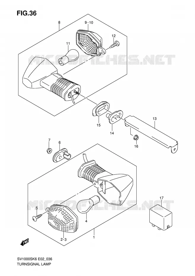 INDICATORS (SV1000S/S1/S2) Suzuki MOTO 1000 SV 2006  SV1000K6(E2)