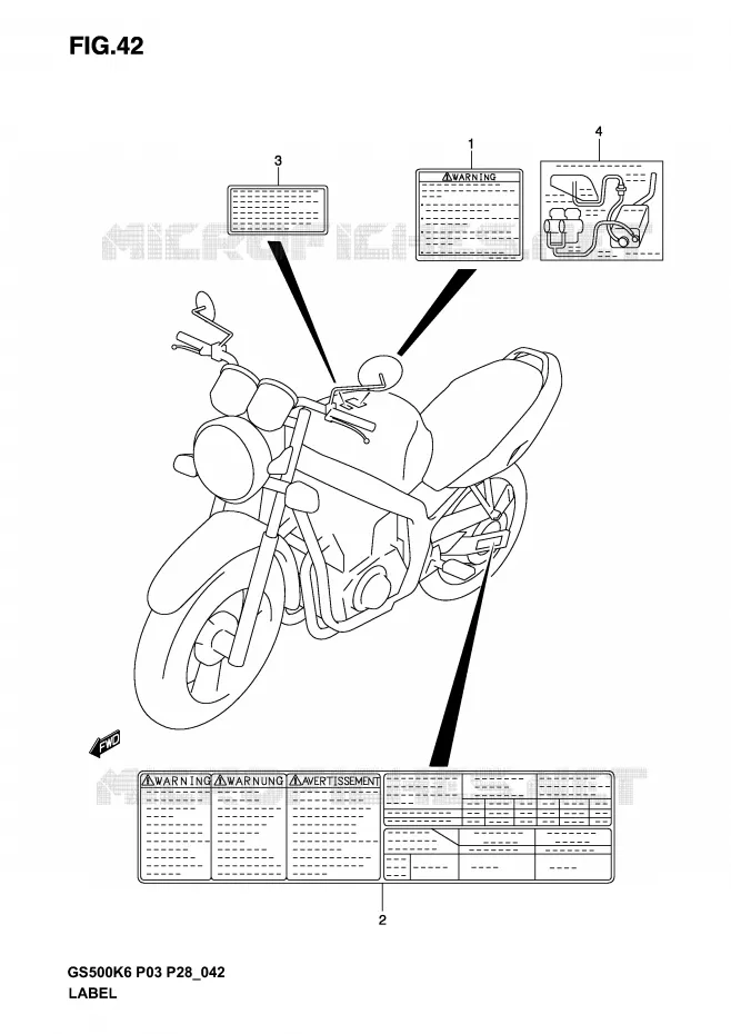 LABEL (MODEL K3) Suzuki MOTO 500 GS-E 2003  GS500K3(P3)