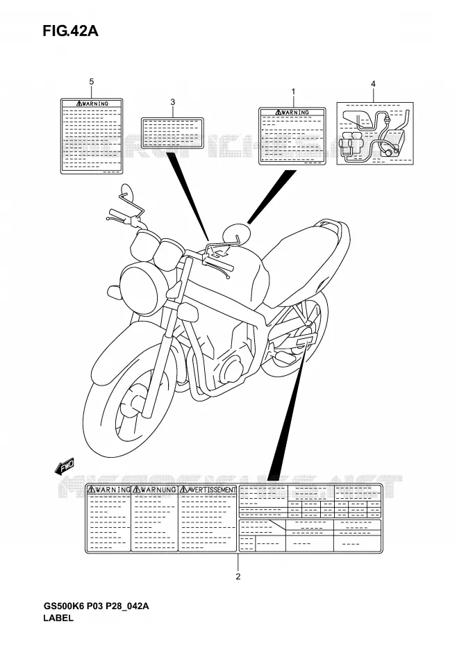 LABEL (MODEL K4/K5/K6) Suzuki MOTO 500 GS-E 2006  GS500K6(P3)