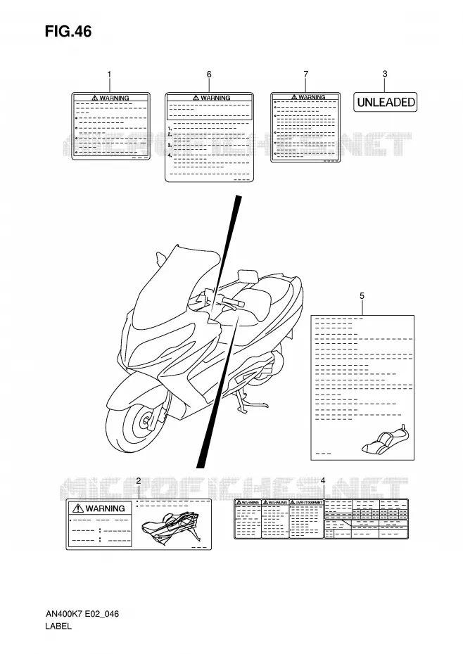 LABEL (MODEL K7/K8/K9) Suzuki SCOOTER 400 BURGMAN 2009  AN400K9(E2)