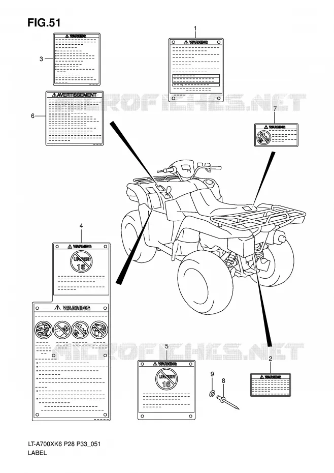 LABEL Suzuki QUAD 700 KINGQUAD 2006  LT-A700XK6(P28/P33)