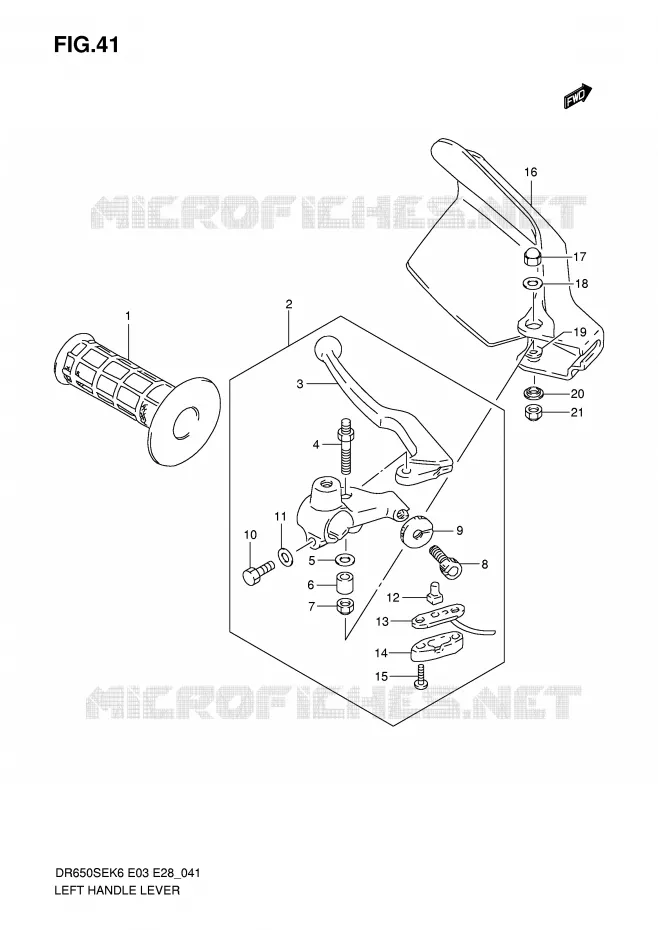LEFT LEVER - HANDGRIP (MODEL K6/K7/K8/K9) Suzuki MOTO 650 DR 2006  DR650SEK6(E3/E28)