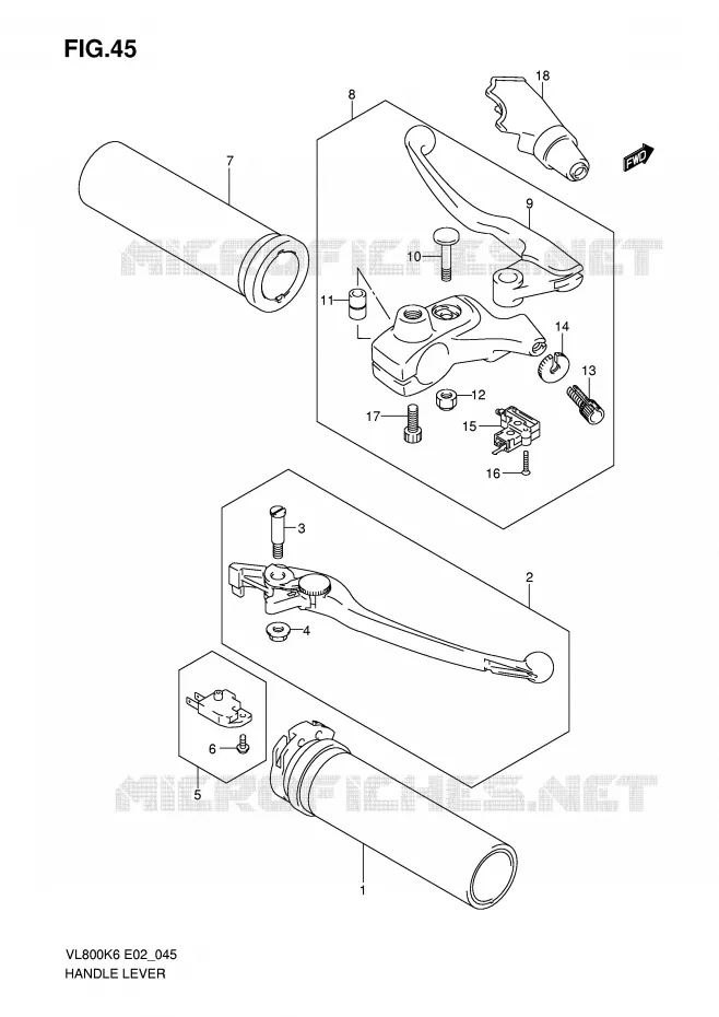 LEVERS - HANDGRIPS (MODEL K6) Suzuki MOTO 800 VOLUSIA 2010  VL800UEL0(E2)