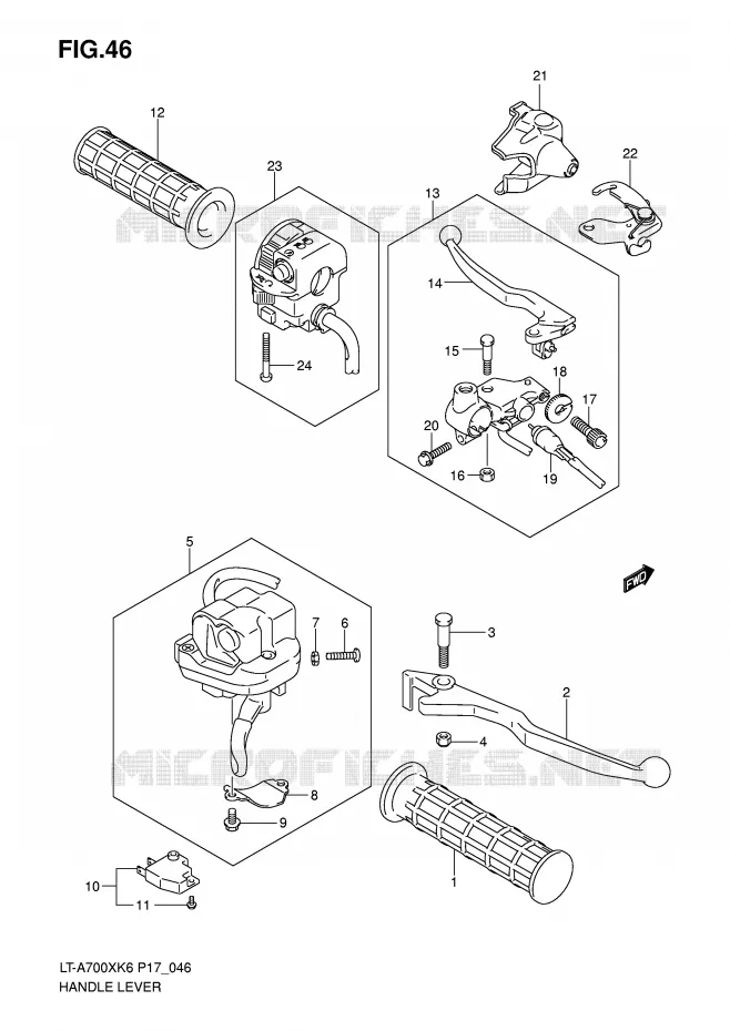 LEVERS - HANDGRIPS Suzuki QUAD 700 KINGQUAD 2007  LT-A700XK7(P17)