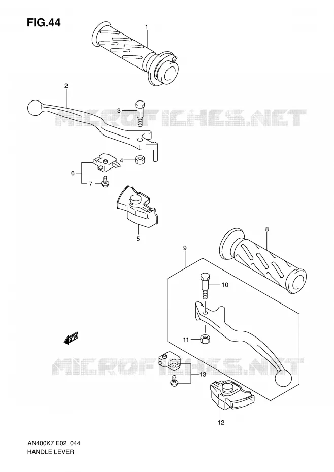 LEVERS - HANDGRIPS Suzuki SCOOTER 400 BURGMAN 2009  AN400AK9(E2)