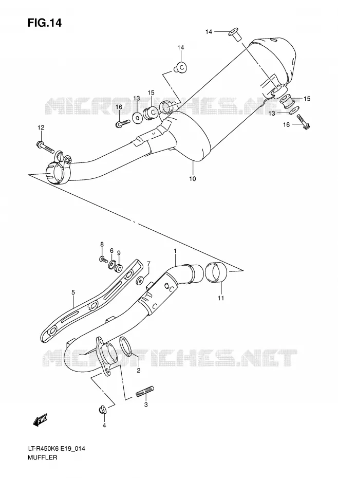 MUFFLER Suzuki QUAD 450 QUADRACER 2007  LT-R450K7(E19)