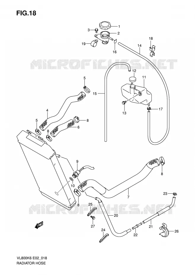 RADIATOR HOSE - EXPANSION TANK Suzuki MOTO 800 VOLUSIA 2007  VL800K7(E2)