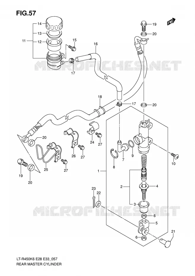 REAR BRAKE MASTER CYLINDER Suzuki QUAD 450 QUADRACER 2007  LT-R450K7(E28/E33)
