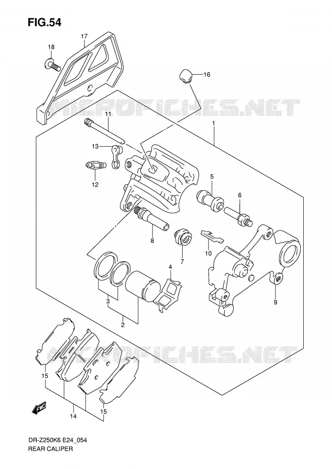 REAR CALIPER Suzuki MOTO 250 DR-Z 2007  DR-Z250K7(E24)