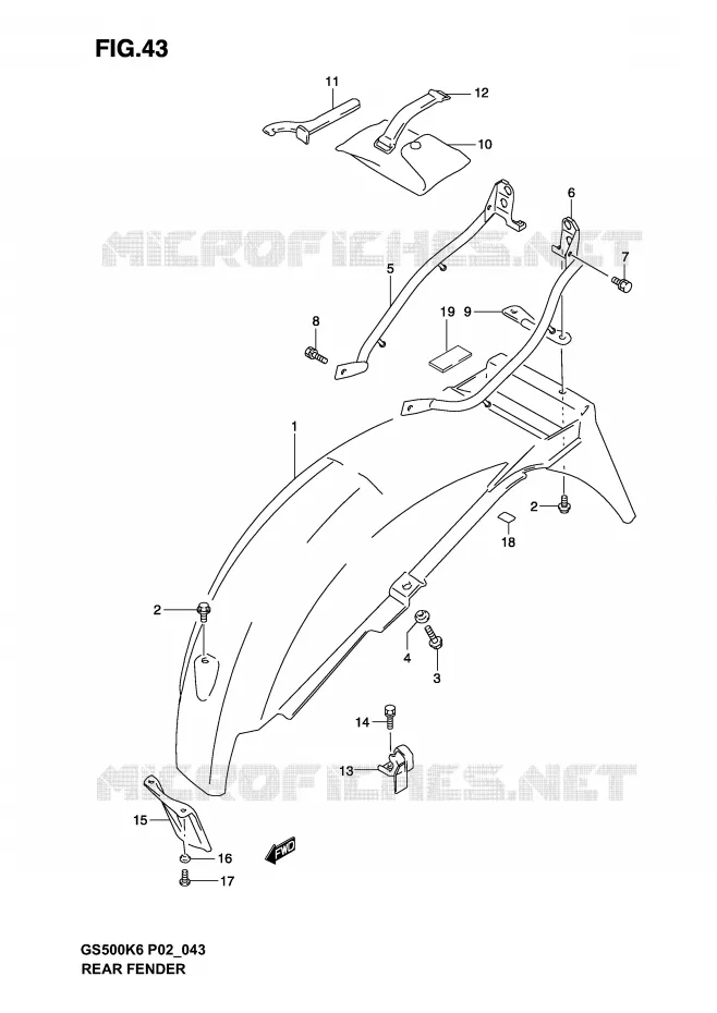 REAR FENDER Suzuki MOTO 500 GS-F 2005  GS500FK5(P19)