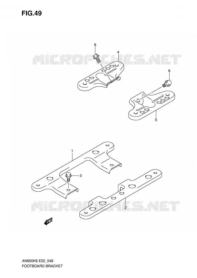 REAR FOOTRESTS Suzuki SCOOTER 650 BURGMAN 2007  AN650K7(E2)