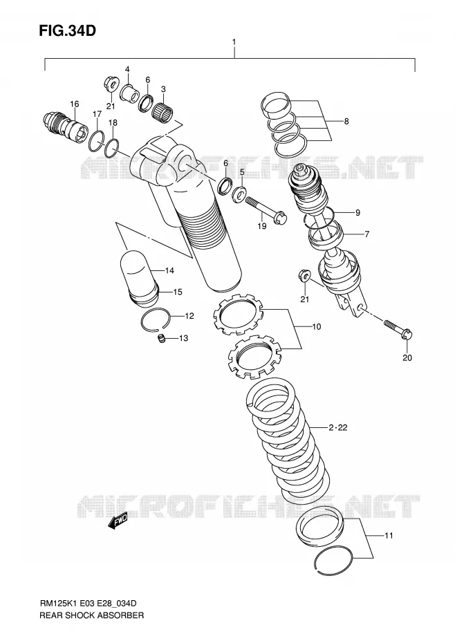 REAR SHOCK ABSORBER (MODEL K6) Suzuki MOTO 125 RM 2004  RM125K4