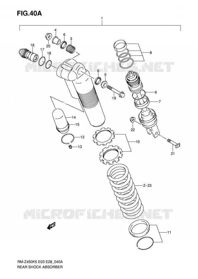 REAR SHOCK ABSORBER (MODEL K6) Suzuki MOTO 450 RM-Z 2007  RM-Z450K7(E3/E28)
