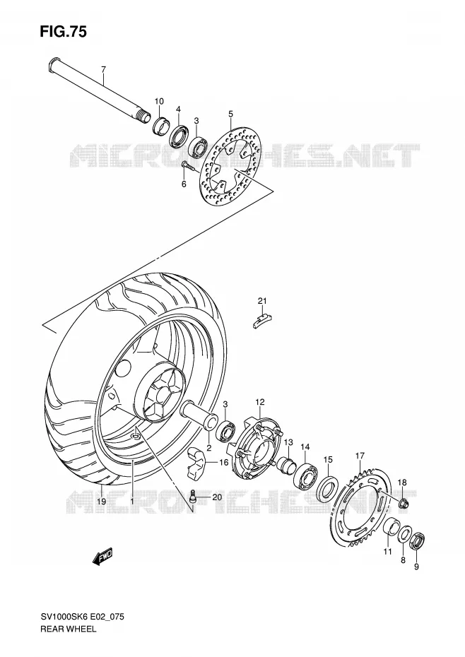REAR WHEEL Suzuki MOTO 1000 SV 2007  SV1000S2K7(E2)