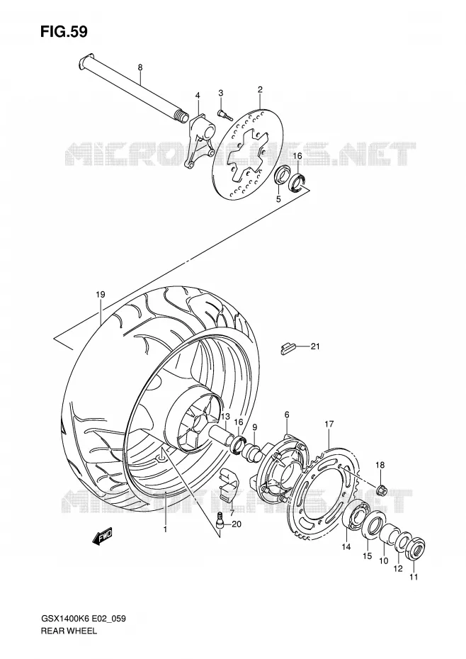REAR WHEEL Suzuki MOTO 1400 GSX 2006  GSX1400K6(E2)