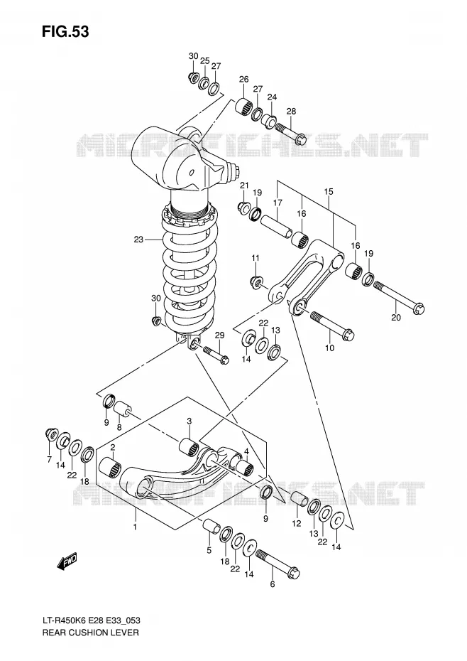 SHOCK ABSORBER LINKAGE (MODEL K6/K7) Suzuki QUAD 450 QUADRACER 2010  LT-R450L0(E28/E33)