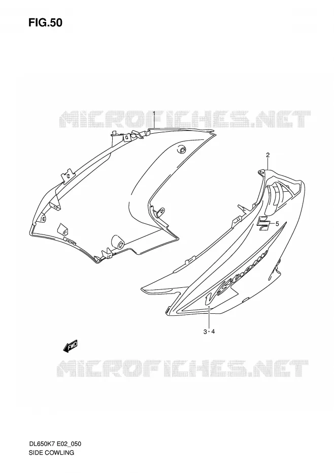 SIDE FAIRING (MODEL K7) Suzuki MOTO 650 V-STROM 2008  DL650AU3K8(E2)