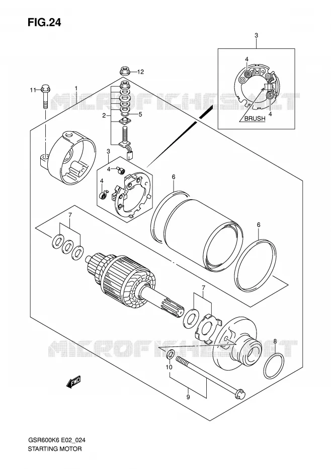 STARTER MOTOR (MODEL K6/K7) Suzuki MOTO 600 GSR 2010  GSR600UL0(E2)