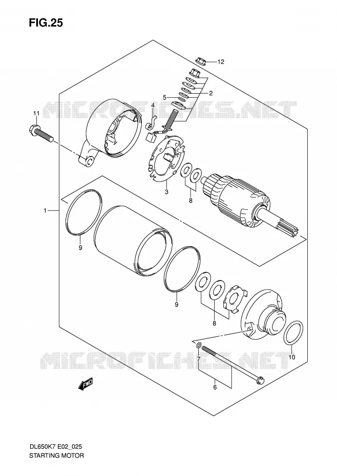 STARTER MOTOR (MODEL K7/K8/K9 E2/E19/E24) Suzuki MOTO 650 V-STROM 2010  DL650AL0(E2)