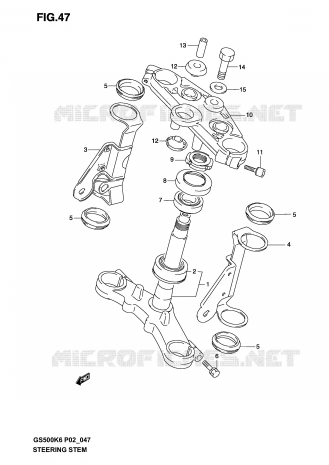 STEERING COLUMN (MODEL K3) Suzuki MOTO 500 GS-F 2005  GS500FK5(P19)