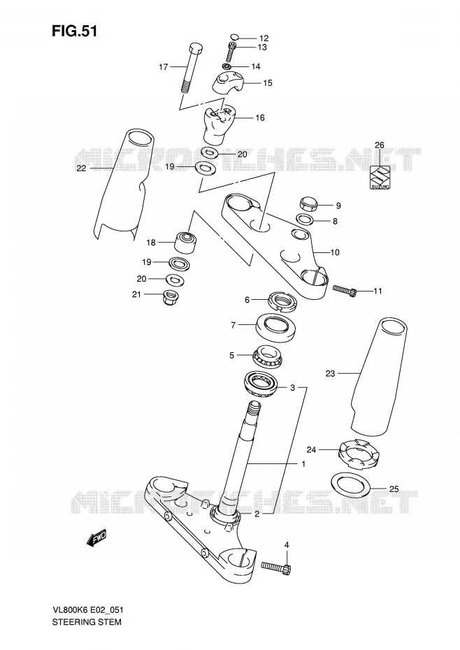 STEERING COLUMN Suzuki MOTO 800 VOLUSIA 2007  VL800UEK7(E2)