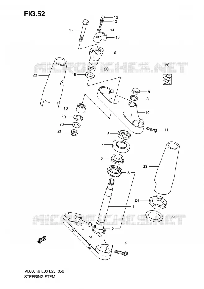 STEERING COLUMN Suzuki MOTO 800 VOLUSIA 2009  VL800TK9(E3/E28)