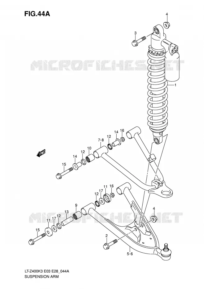 SUSPENSION ARM (MODEL K5/K6/K7) Suzuki QUAD 400 QUADSPORT 2007  LT-Z400K7(E3/E28)