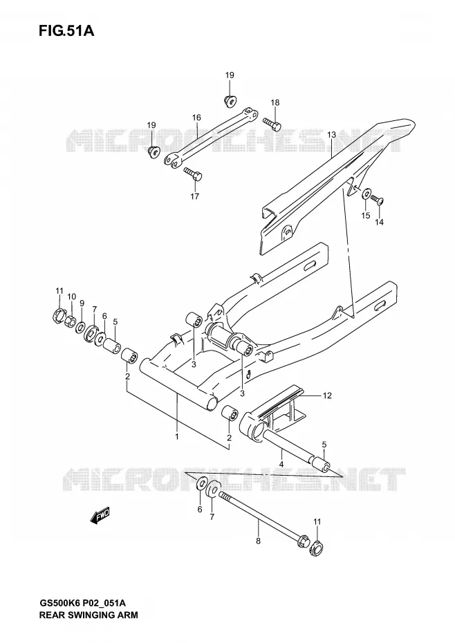 SWINGARM (MODEL K4/K5/K6) Suzuki MOTO 500 GS-F 2005  GS500FUK5(P19)