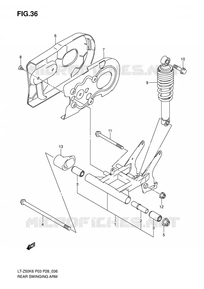 SWINGARM Suzuki QUAD 50 QUADSPORT 2010  LT-Z50ZL0(P3/P28)