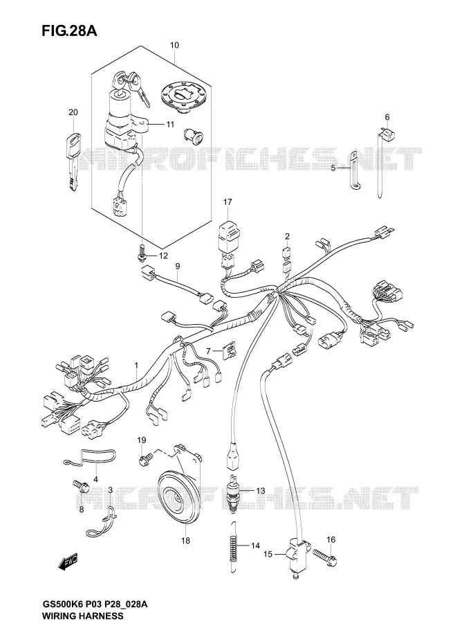 WIRING HARNESS (GS500K4/K5/K6 P28) Suzuki MOTO 500 GS-F 2004  GS500FK4(P3)